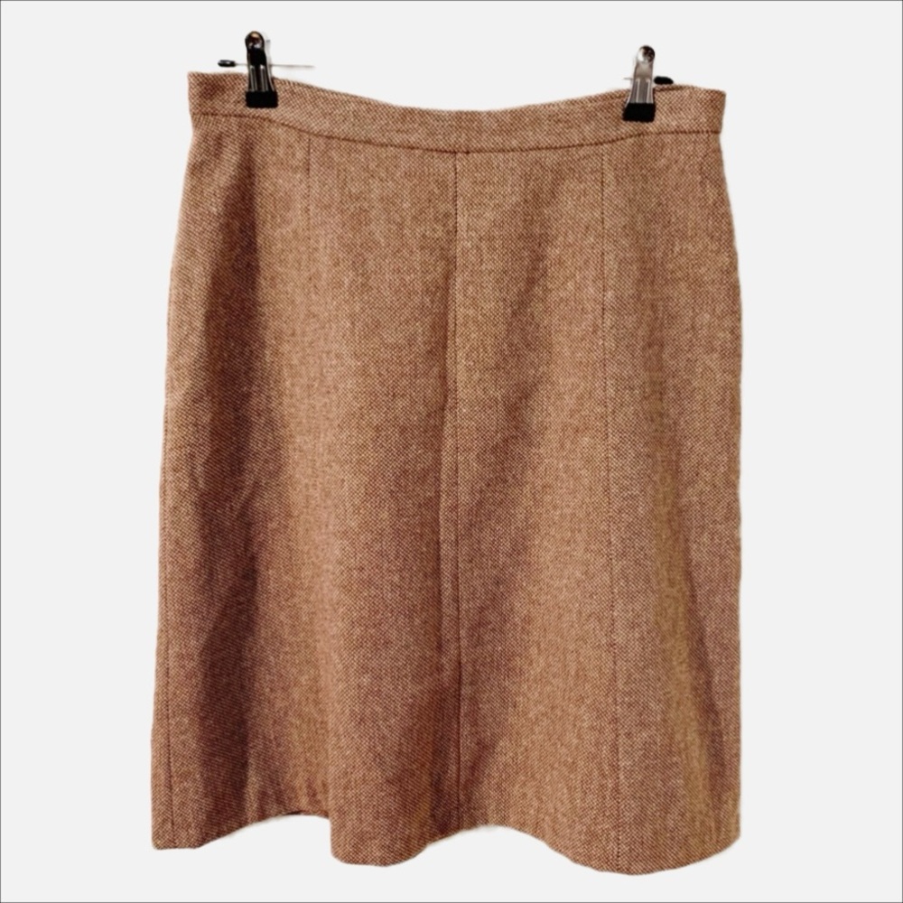 H & M L.O.G.G Wool Blend Fully Lined A-line Tweed Skirt Burnt Orange Brown Cream